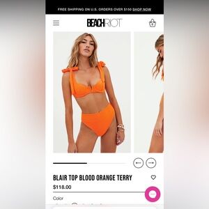 Beach Riot BLAIR top BLOOD ORANGE TERRY XL Top and XL Bottom